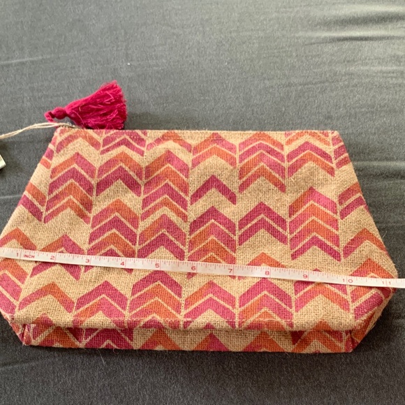 Neiman Marcus Pink and Tan Chevron Cosmetic Bag - Picture 7 of 10